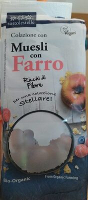 Muesli con farro front packaging