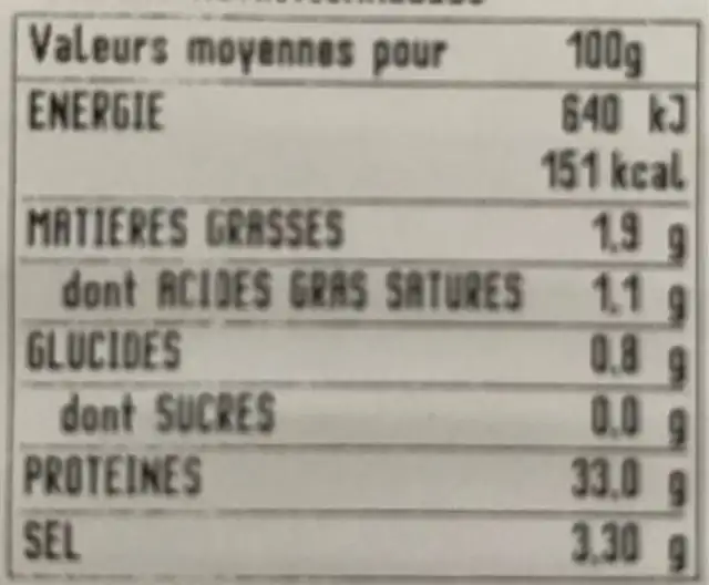 Bresaola CORTE DEL GUSTO nutrition facts table