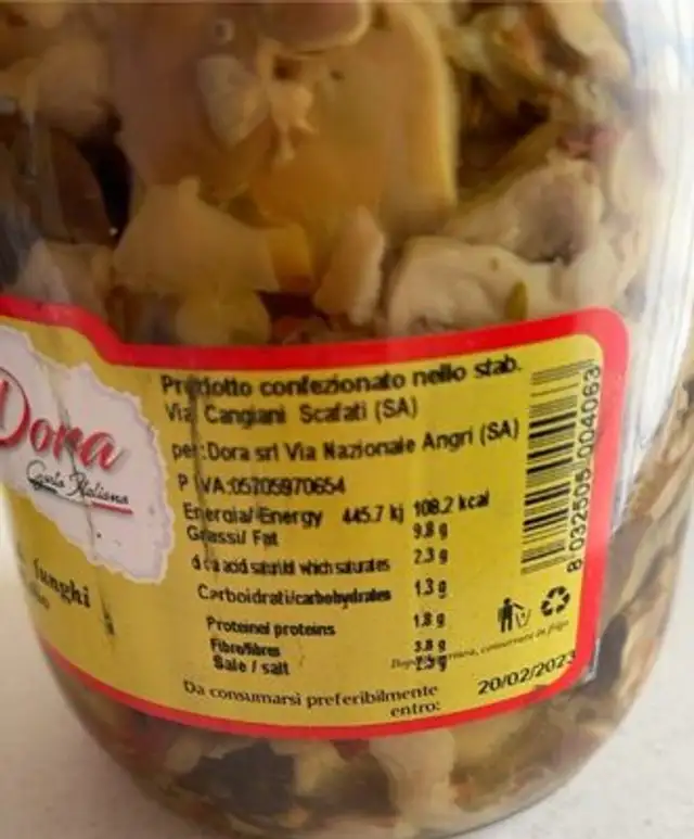 ItalDora nutrition facts table