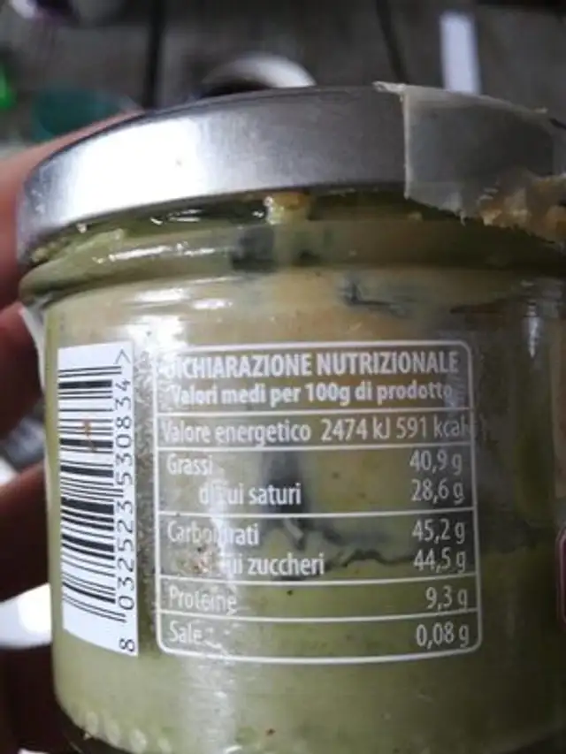 Créma di pistachio nutrition facts table