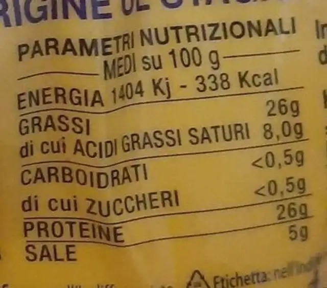 Il supremo nutrition facts table