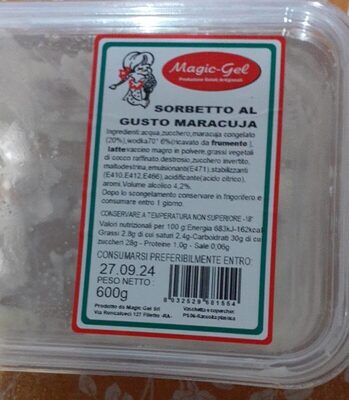 Sorbetto al gusto maracuja front packaging