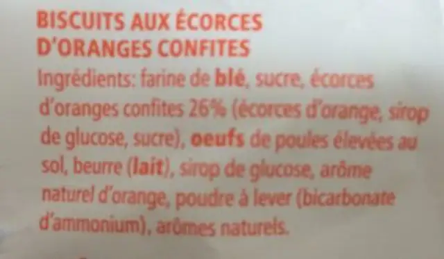 Biscotti Toscani Artigianali ingredients label