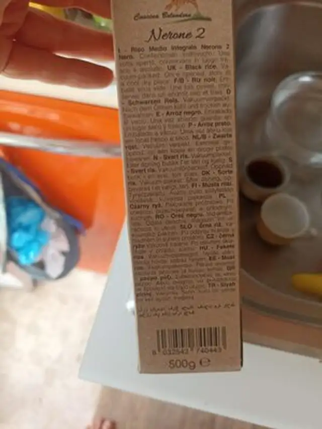 Nerone Riso nero ingredients label