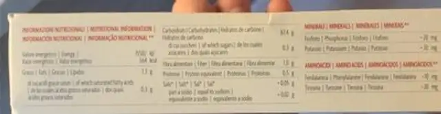 Le lasagne nutrition facts table