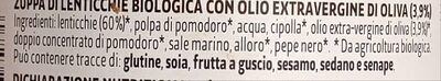 zuppa di lenticchie bio ingredients label