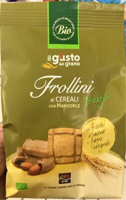 Frollini ai cereali con mandorle bio front packaging