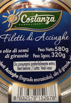 Filetti di acciughe front packaging