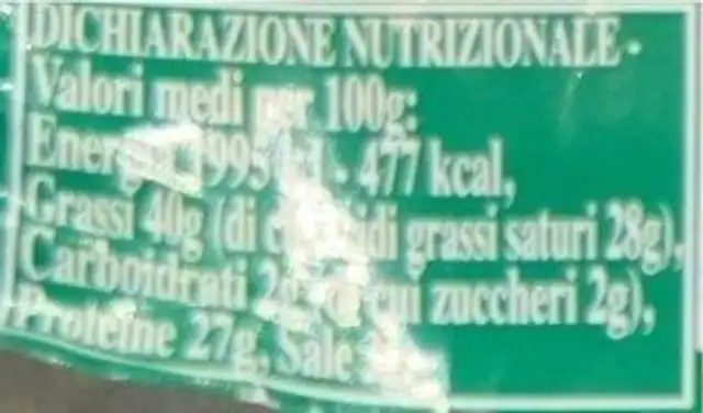 Mistura Bunga Bunga nutrition facts table