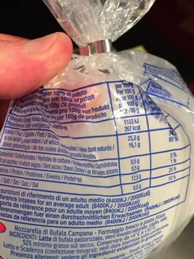 San salvatore mozzarella di bufala campana dop nutrition facts table