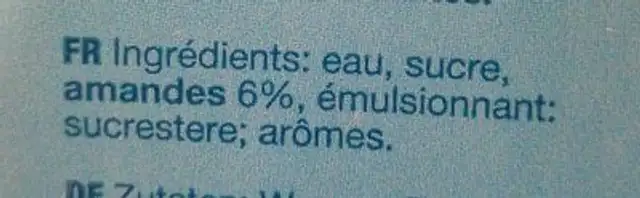 Amandine pur jus d'amande ingredients label