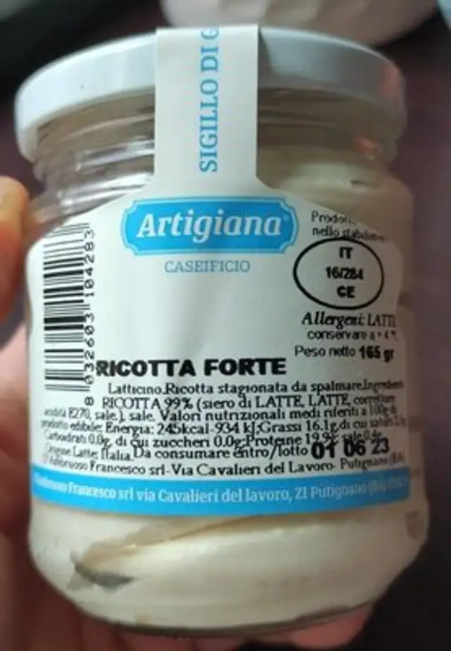Ricotta Forte nutrition facts table