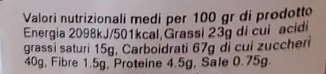le selezioni dal forno nutrition facts table