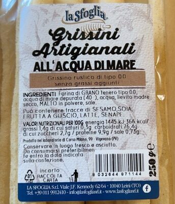 Grissini artiginali all’acqua di mare