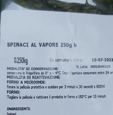 Spinaci a vapore