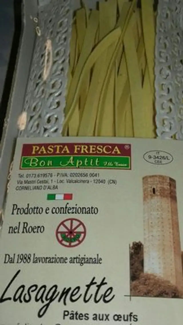 Lasagnette ingredients label