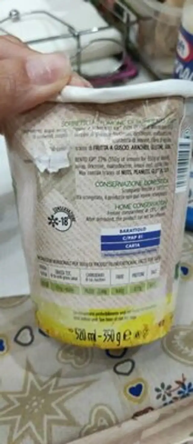 Sorbetto al limone nutrition facts table