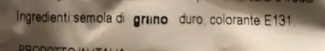 Pasta azzuro ingredients label