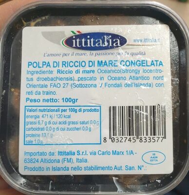 Polpa di riccio di mare congelata front packaging