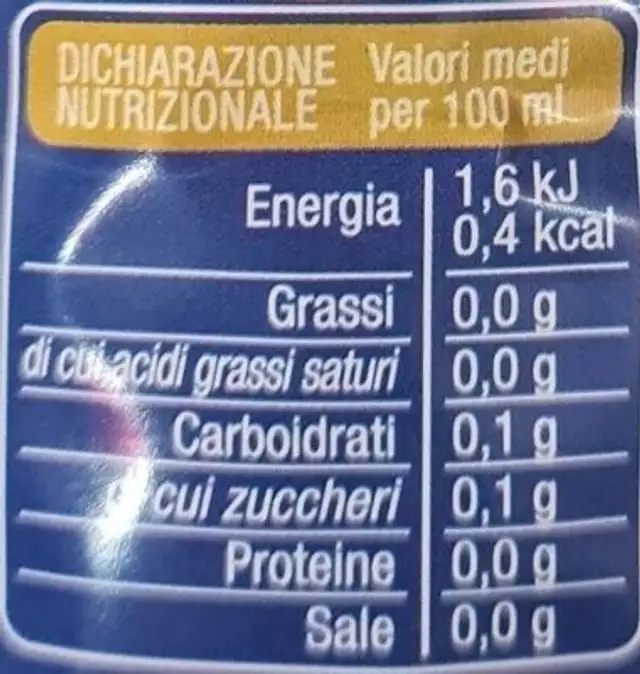 spuma bionda nutrition facts table