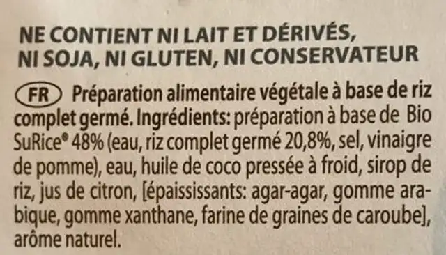 Strachicco Di Riso ingredients label