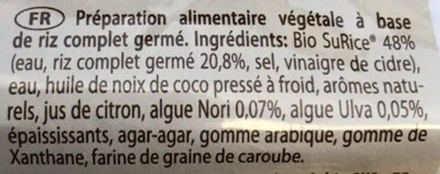 Verde Di Riso Con Alghe Nori Ed Ulva Senza Glutine ingredients label