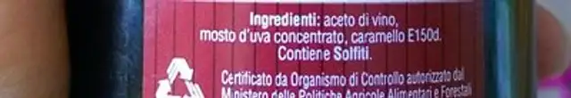 Vinaigre balsamique de Modene ingredients label