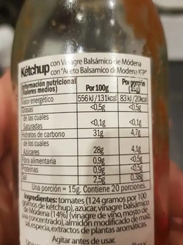 D902494 De Nigris Balsamic Ketchup nutrition facts table