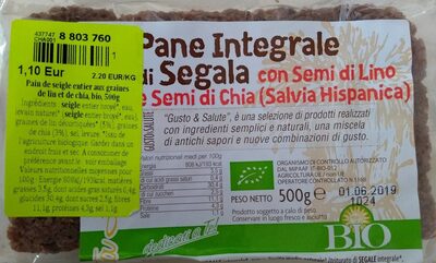 Pain de seigle entier aux graines de lin et de chia