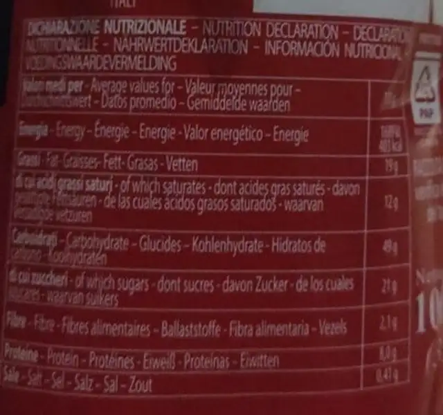 Ore liete nutrition facts table