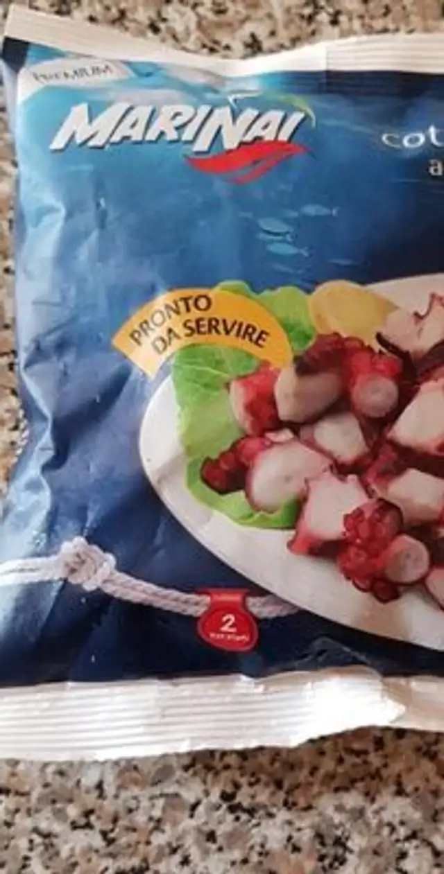 Polipo cotto e tagliato