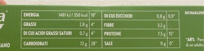 Spaghetti riso integrale nutrition facts table
