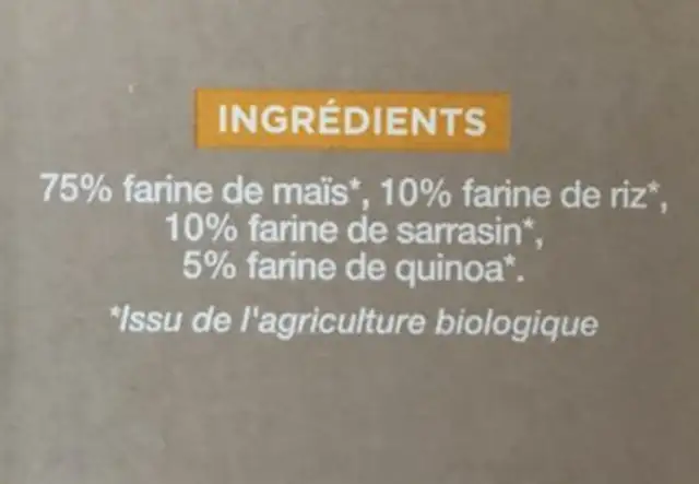 Epicerie / Céréales, Graines, Pâtes, Riz / Pâtes Aux Céréales ingredients label