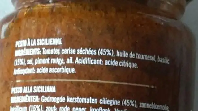 Agromonte Pesto Alla Siciliana ingredients label