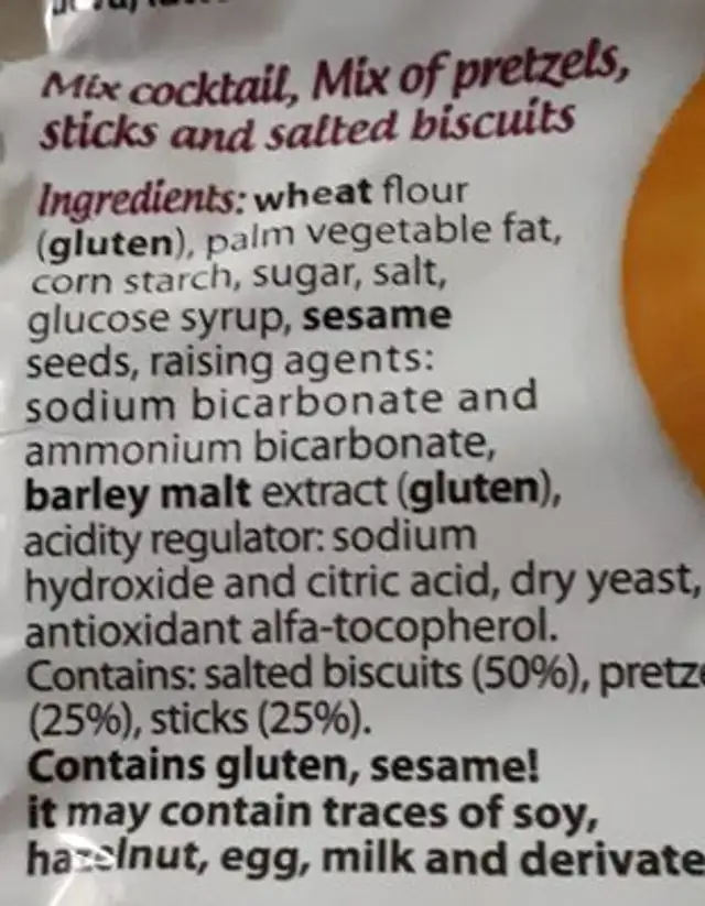 Mix cocktail ingredients label