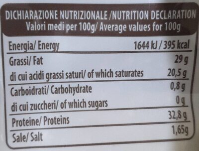 Grattugiato di formaggi nutrition facts table