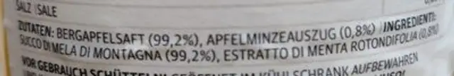 Apfelminze ingredients label