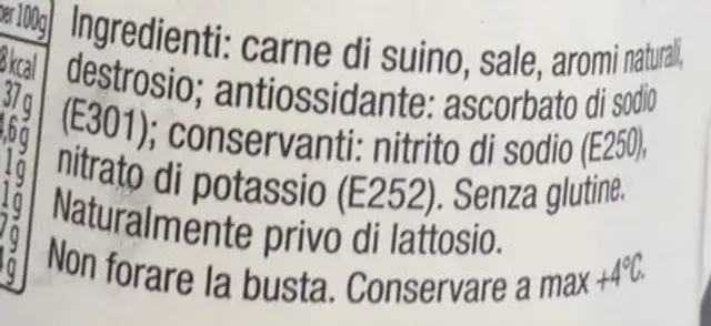 salame ducal ingredients label
