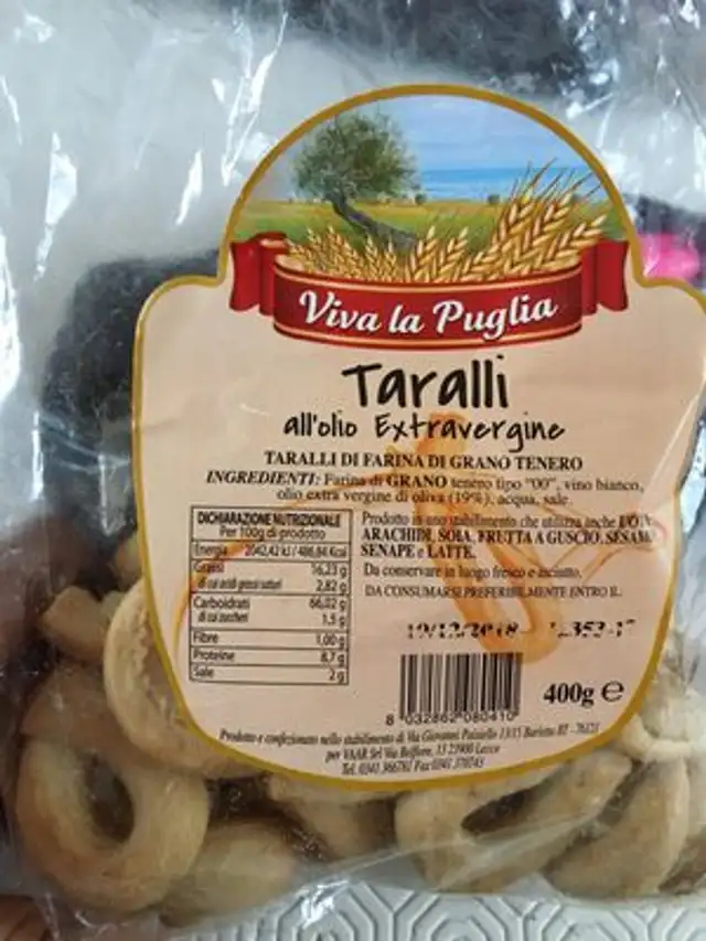 Taralli ingredients label