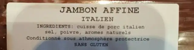 Prosciutto Crudo ingredients label