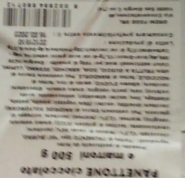 Panettone artigianale nutrition facts table