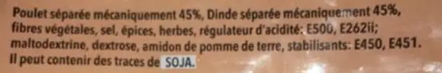 Viande kebab poulet dinde ingredients label