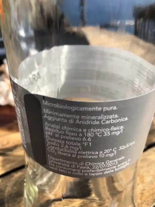Eau Minerale ingredients label