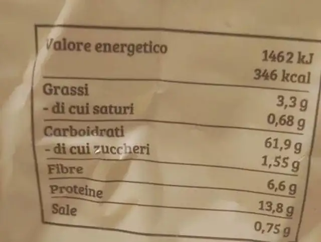 Farina di grano saraceno di Storo nutrition facts table