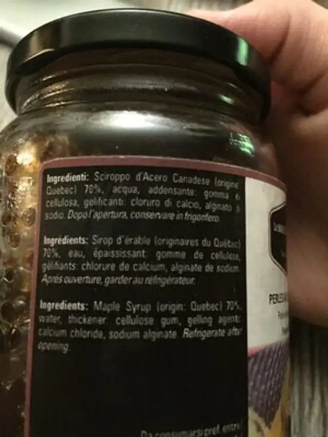 Perle au sirop d'erable ingredients label