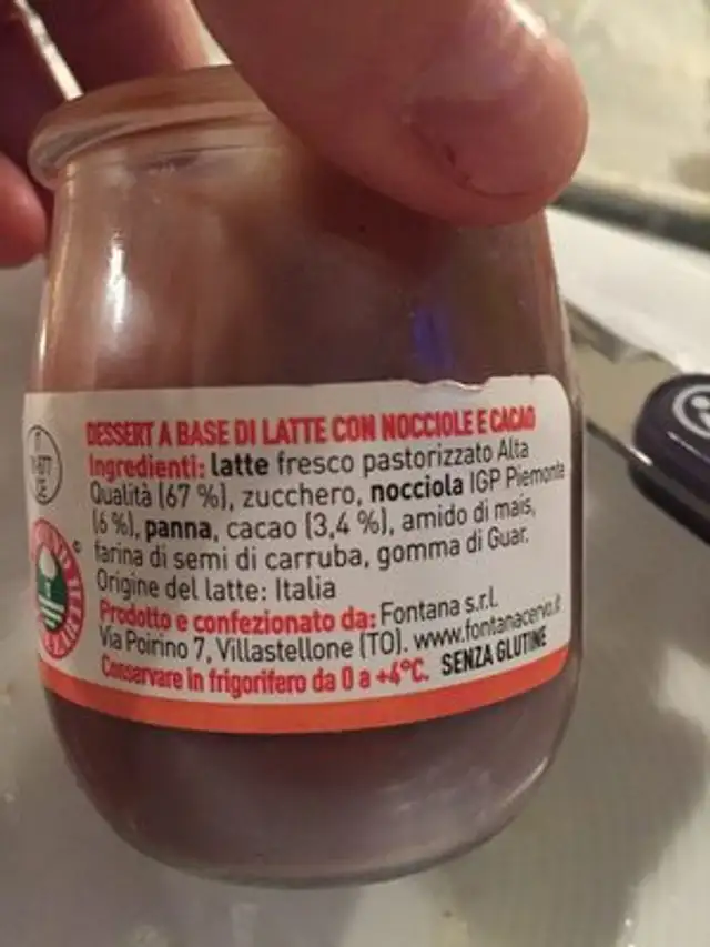 Creme dessert ingredients label