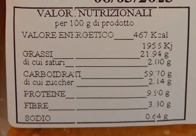 PIZZETTE BIO AL FARRO CON POMODORO nutrition facts table