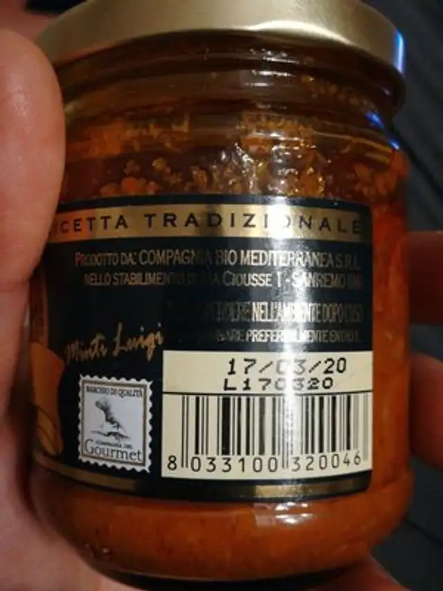 CRÉMA HARISSA ingredients label