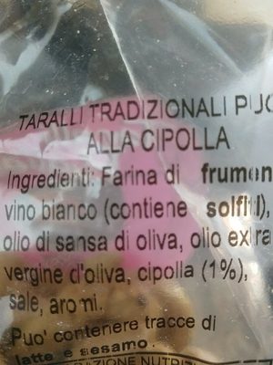 Taralli pugliesi ingredients label