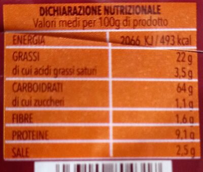 Taralli pugliesi al peperoncino nutrition facts table